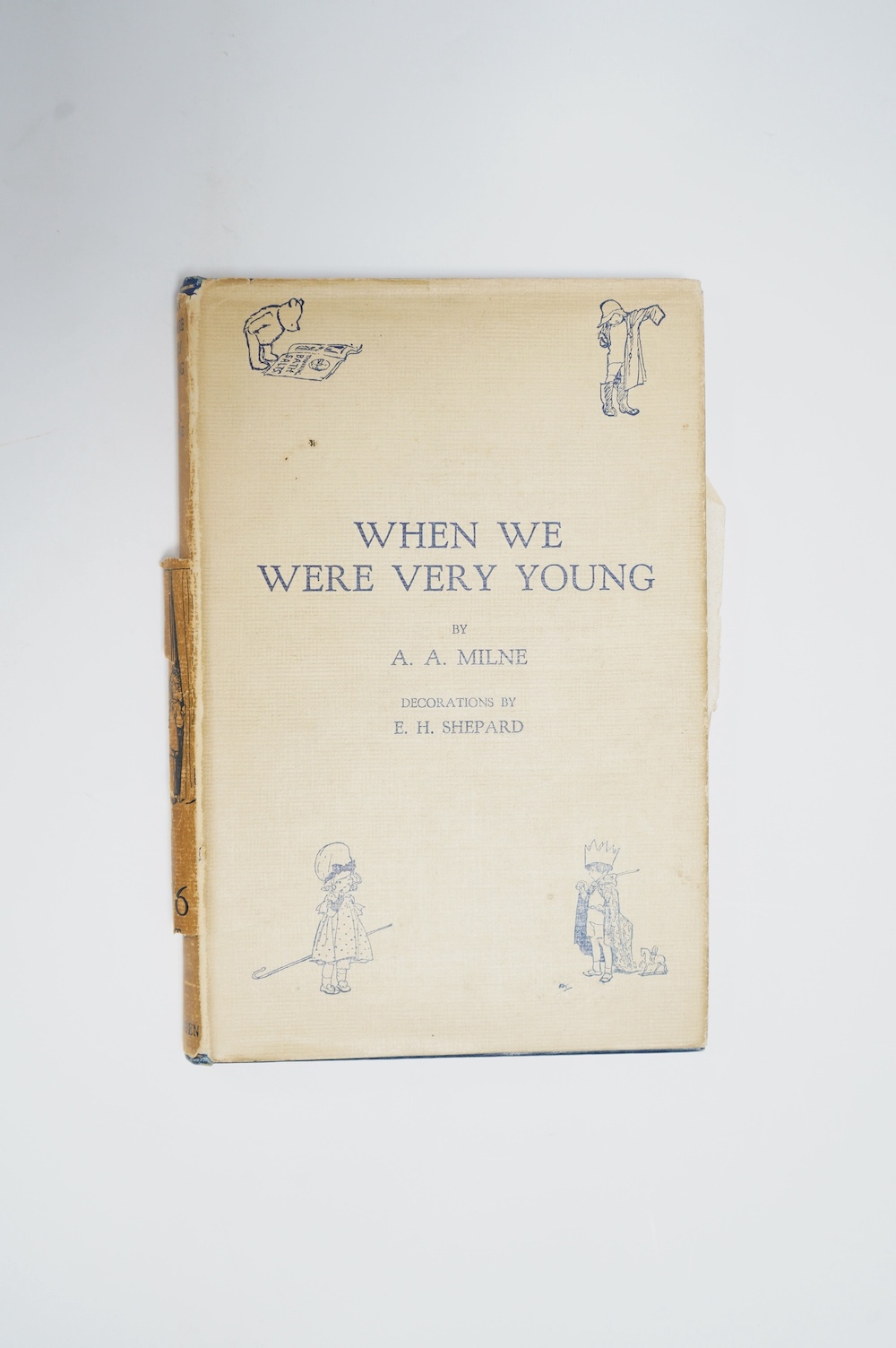 Milne, A.A - When We Were Very Young. Decorations by E.H. Shepard, 5th edition, 8vo, original pictorial cloth, illustrations throughout the text, top edge gilt, pictorial endpapers and dust jacket, Methuen & Co. Ltd., Lo